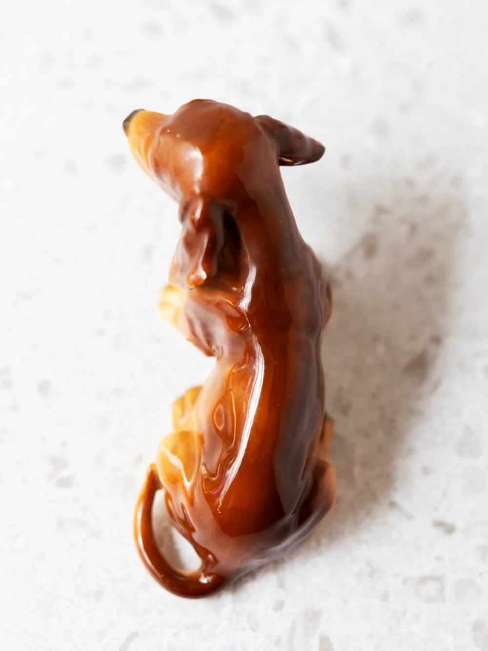 Vintage ceramic sad mopey Dachshund dog figurine possibly Lefton Japan